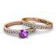 2 - Salana Classic Amethyst and Diamond Bridal Set Ring 