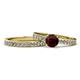 1 - Salana Classic Red Garnet and Diamond Bridal Set Ring 