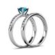 4 - Salana Classic London Blue Topaz and Diamond Bridal Set Ring 