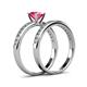 4 - Salana Classic Pink Tourmaline and Diamond Bridal Set Ring 