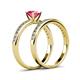 4 - Salana Classic Pink Tourmaline and Diamond Bridal Set Ring 