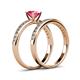 4 - Salana Classic Pink Tourmaline and Diamond Bridal Set Ring 