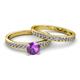 2 - Salana Classic Amethyst and Diamond Bridal Set Ring 