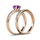 4 - Salana Classic Amethyst and Diamond Bridal Set Ring 