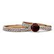 1 - Salana Classic Red Garnet and Diamond Bridal Set Ring 