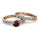 2 - Salana Classic Red Garnet and Diamond Bridal Set Ring 