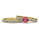 1 - Salana Classic Rhodolite Garnet and Diamond Bridal Set Ring 