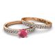 2 - Salana Classic Rhodolite Garnet and Diamond Bridal Set Ring 