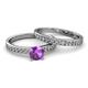 2 - Salana Classic Amethyst and Diamond Bridal Set Ring 