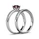 4 - Salana Classic Red Garnet and Diamond Bridal Set Ring 
