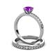 3 - Salana Classic Amethyst and Diamond Bridal Set Ring 