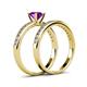 4 - Salana Classic Amethyst and Diamond Bridal Set Ring 