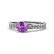 1 - Salana Classic Amethyst and Diamond Engagement Ring 