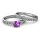 2 - Salana Classic Amethyst and Diamond Bridal Set Ring 