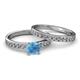 2 - Salana Classic Blue Topaz and Diamond Bridal Set Ring 