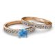 2 - Salana Classic Blue Topaz and Diamond Bridal Set Ring 