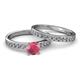 2 - Salana Classic Rhodolite Garnet and Diamond Bridal Set Ring 