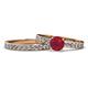 1 - Salana Classic Ruby and Diamond Bridal Set Ring 