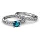 2 - Salana Classic London Blue Topaz and Diamond Bridal Set Ring 