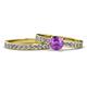 1 - Salana Classic Amethyst and Diamond Bridal Set Ring 