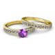 2 - Salana Classic Amethyst and Diamond Bridal Set Ring 