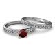 2 - Salana Classic Red Garnet and Diamond Bridal Set Ring 