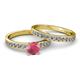 2 - Salana Classic Rhodolite Garnet and Diamond Bridal Set Ring 