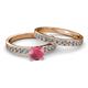 2 - Salana Classic Rhodolite Garnet and Diamond Bridal Set Ring 