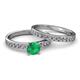2 - Salana Classic Emerald and Diamond Bridal Set Ring 