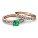 2 - Salana Classic Emerald and Diamond Bridal Set Ring 