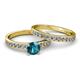 2 - Salana Classic London Blue Topaz and Diamond Bridal Set Ring 