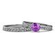 1 - Salana Classic Amethyst and Diamond Bridal Set Ring 