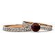 1 - Salana Classic Red Garnet and Diamond Bridal Set Ring 
