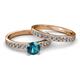 2 - Salana Classic London Blue Topaz and Diamond Bridal Set Ring 