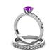 3 - Salana Classic Amethyst and Diamond Bridal Set Ring 