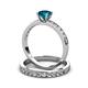 3 - Salana Classic London Blue Topaz and Diamond Bridal Set Ring 