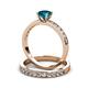 3 - Salana Classic London Blue Topaz and Diamond Bridal Set Ring 