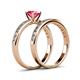 4 - Salana Classic Pink Tourmaline and Diamond Bridal Set Ring 