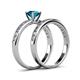 4 - Salana Classic London Blue Topaz and Diamond Bridal Set Ring 