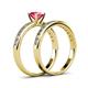 4 - Salana Classic Pink Tourmaline and Diamond Bridal Set Ring 