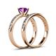 4 - Salana Classic Amethyst and Diamond Bridal Set Ring 