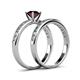 4 - Salana Classic Red Garnet and Diamond Bridal Set Ring 