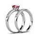 4 - Ronia Classic Rhodolite Garnet and Diamond Bridal Set Ring 