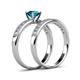 4 - Ronia Classic London Blue Topaz and Diamond Bridal Set Ring 