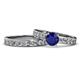 1 - Salana Classic Blue Sapphire and Diamond Bridal Set Ring 