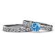 1 - Salana Classic Blue Topaz and Diamond Bridal Set Ring 