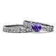 1 - Salana Classic Iolite and Diamond Bridal Set Ring 