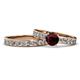 1 - Salana Classic Red Garnet and Diamond Bridal Set Ring 
