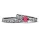1 - Salana Classic Rhodolite Garnet and Diamond Bridal Set Ring 