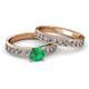 2 - Salana Classic Emerald and Diamond Bridal Set Ring 